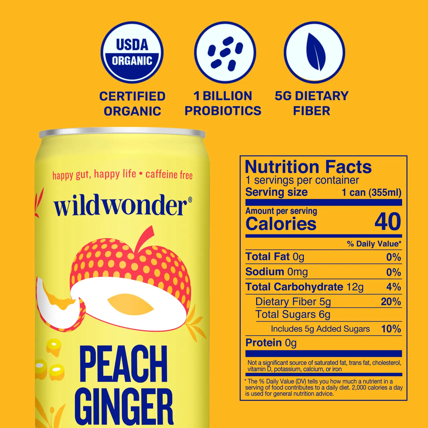 Peach Ginger Sparkling Prebiotic + Probiotic Drink