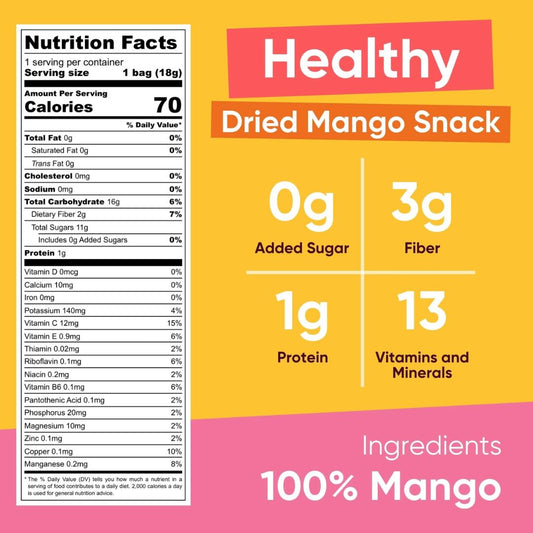 Dried Mango Chips Snack Pack: Gluten Free, Vegan