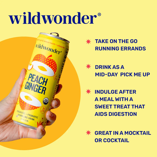 Peach Ginger Sparkling Prebiotic + Probiotic Drink