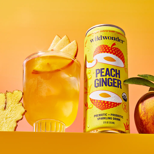 Peach Ginger Sparkling Prebiotic + Probiotic Drink