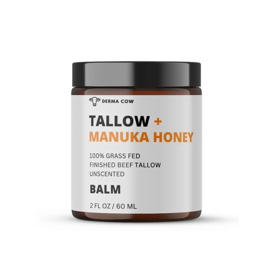 Tallow Balm + Manuka Honey, 100% Grass Fed Beef, 2oz Balm